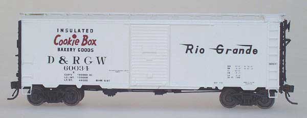 YesterYear Models D&RGW Cookie Box, white with black ends