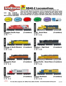N Scale SD40-2 Locomotives Canadian Pacific Expo Chicago & North Western Milwaukee Road SOO Line Santa Fe ATSF Snoot Nose Southern High Hood Union Pacific Ontario Northland