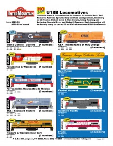 HO U18B Locomotives Maine Central Guilford Providence & Worcester Ferrocarriles Nacionales de Mexico SCL Seaboard System Niagara & Western New York CSX Maintenance of Way New Haven Central Vermont Southern Pacific Frisco