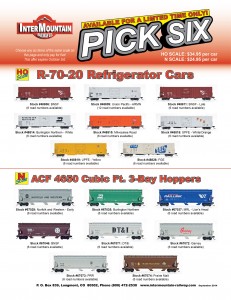 Pick Six HO R-70-20 Refrigerator Cars BNSF Union Pacific ARMN Burlington Northern Milwaukee Road SPFE UPFE FGE ACF 4650 Hoppers Norfolk & Western Burlington Northern MRL DT&I Garvey Pennsylvania PRR Prairie Malt