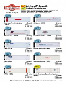 American Presidents Line APLU BN America BNAU ITEL ITLU CSX CSXU XTRA XCTU Canadian National CNRU Canadian Pacific CPBU Conrail Mercury CRMU Southern Pacific SPDU North American Container Systems NCCU