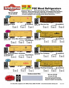 Milwaukee Road FGE New York, New Haven & Hartford WFE Great Northern Ventilator Kahn's FGE Ice Service Car West India Fruit National Car Company Holscher Packing Company Undecorated Kit