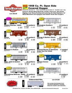 Polybor-Chlorate Monon Delaware & Hudson Elgin, Joliet & Eastern International Minerals Birmiingham Southern Chicago & Eastern Illinois National Bureau of Standards Scale Test Car Jablona Corona Virginian Undecorated Kits