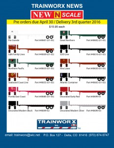 Rio Grande L&N Family Lines Northern Pacific Seaboard Coast Line Florida East Coast Decorated Modern Black Great Northern SOO Line Xtra Lease Atlantic Container Decorated Early Red Decorated Modern Silver