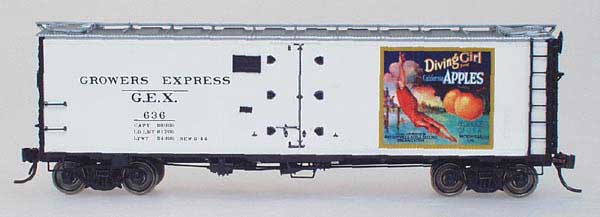 YesterYear Models Growers Express - Diving Girl Apples, white R-40-23 Refrigerator Car